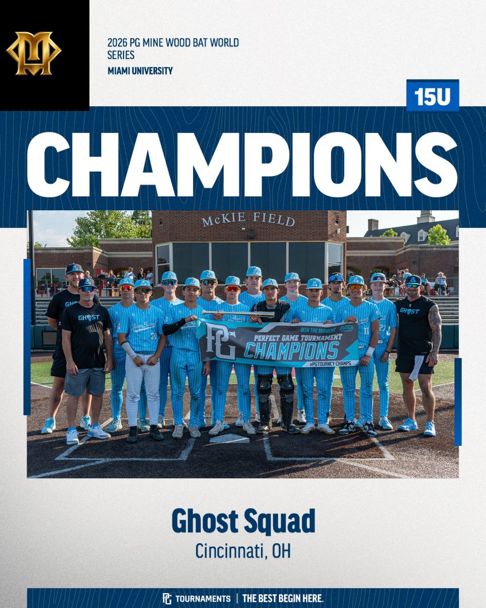 PG_OhioValley's tweet photo. 2026 PG 15U Mine Wood Bat World Series

🥇 Ghost Squad  
🥈Dayton Classics Carolina 

🏆 MVP Mitch Huber  
🏆 MVPitcher Maddox Roth  

#MineWS @minebaseball_ 
@ghostsquad_ohio X @PG_Tourney https://t.co/M0ASqbmd3T