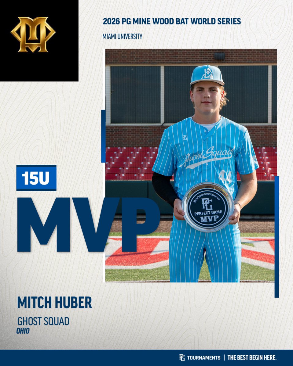 PG_OhioValley's tweet photo. 2026 PG 15U Mine Wood Bat World Series

🥇 Ghost Squad  
🥈Dayton Classics Carolina 

🏆 MVP Mitch Huber  
🏆 MVPitcher Maddox Roth  

#MineWS @minebaseball_ 
@ghostsquad_ohio X @PG_Tourney https://t.co/M0ASqbmd3T