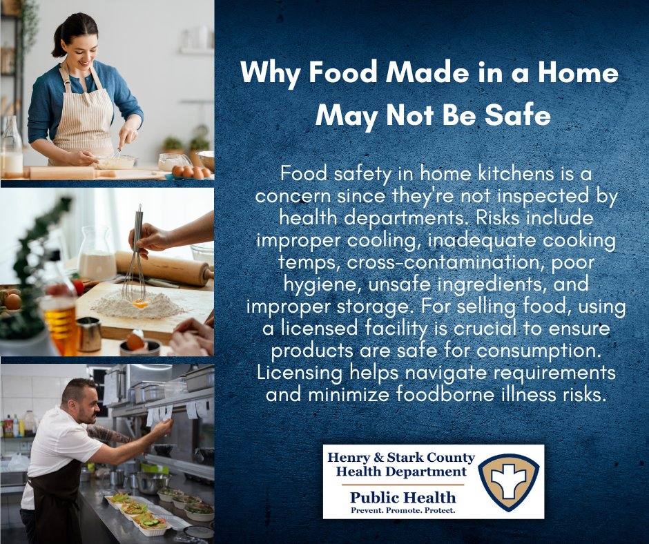 HenryStarkHD's tweet photo. @HenryStarkHD “Why Food Made in a Home May Not Be Safe” Food safety in home kitchens is a concern since they're not inspected by health departments. For more information follow the link:
https://t.co/XTMf3TzJxw https://t.co/3D7b3Bbfny