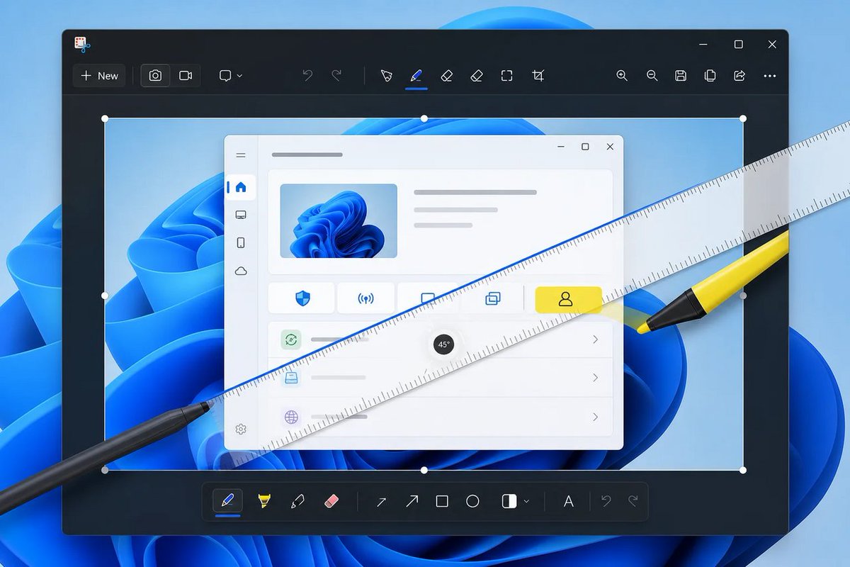 windowsforum's tweet photo. 🪟 Windows 11’s Snipping Tool can finally draw straight lines. Civilization advances—one screenshot ruler at a time. Hidden behind a tiny menu, naturally.
https://t.co/ITlXOvuQ6U
#Windows11 #ScreenCapture #SnippingTool #ScreenshotTips https://t.co/w5ax9p4sBq