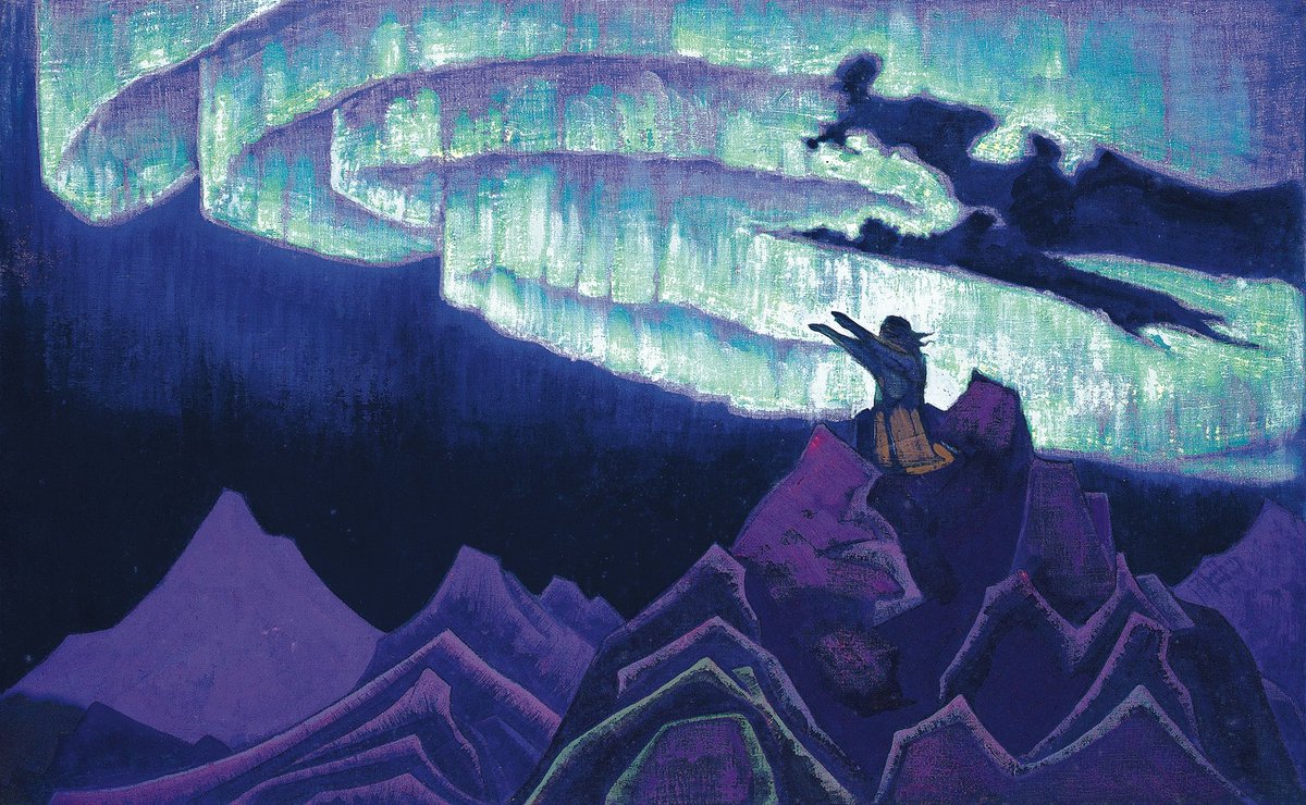 DailyClassicArt's tweet photo. Nicholas Roerich - "Moses the Driver" (1925) https://t.co/ioIs8xEiUj