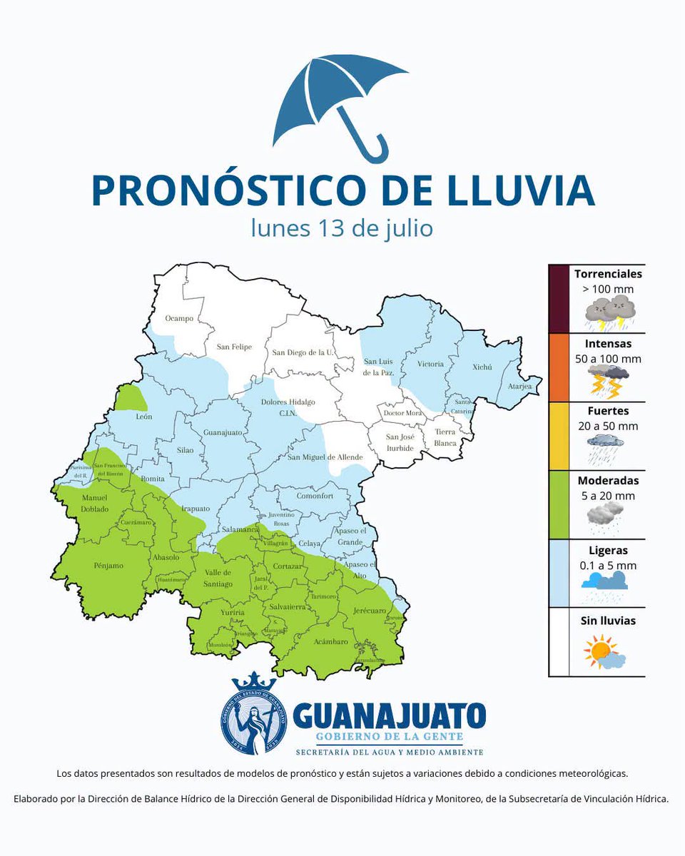 puntoyapartegto's tweet photo. ☔ HOY se pronostican lluvias moderadas y ligeras en #Abasolo, #Acámbaro, #Cortazar, #Pénjamo, #Cuerámaro, #JaralDelProgreso, #Huanímaro, #Romita, #Yuriria, #Moroleón, #ValleDeSantiago, #Salvatierra, #SantiagoMaravatío, #Tarimoro, #Coroneo, #Villagrán, #Tarandacuao, #ManuelDoblado, #Uriangato, #Salamanca, #Coroneo, #Jerécuaro y #SanFranciscoDelRincón.
🌤️ En el resto del estado se prevén lluvias ligeras y nulas.
🔔 Mantente informado a través de las páginas oficiales.
🚨 Toma precauciones y reporta emergencias al 9-1-1.
#GobiernoDeLaGente #ClimaGuanajuato #Lluvia
@aguagobgente @gobgente @pcguanajuato