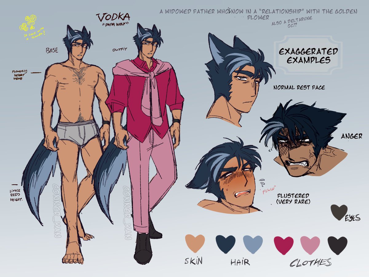 conner_kan's tweet photo. I did just realize I never shared Vodkas ref. He was made cause I wanted to make an oc for flowery ^3^ https://t.co/w4uu7hH7eb