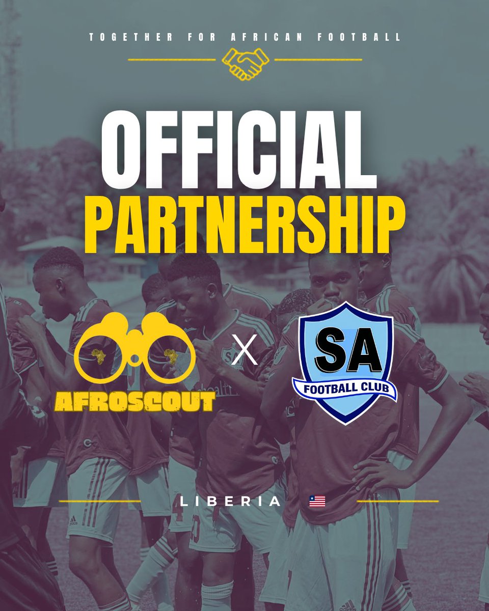afroscout_'s tweet photo. 🤝 OFFICIAL PARTNERSHIP 🤝

Afroscout is proud to announce its official partnership with Soccer Ambassadors FC 🇱🇷

This collaboration marks an important milestone as Soccer Ambassadors becomes our first partner club in Liberia. https://t.co/Fc6XyqNUuA