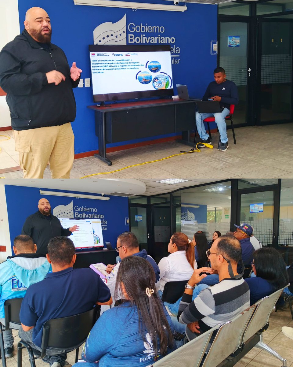 CenipaVe's tweet photo. ¡Comprometidos con la vida marina! 

​Finalizamos la jornada de capacitación sobre el sistema SIRENA con 48 funcionarios del MPPPA en Zulia. Un espacio fundamental para aprender a documentar y registrar las interacciones entre nuestra actividad pesquera y los mamíferos acuáticos https://t.co/zbcaD8hstz