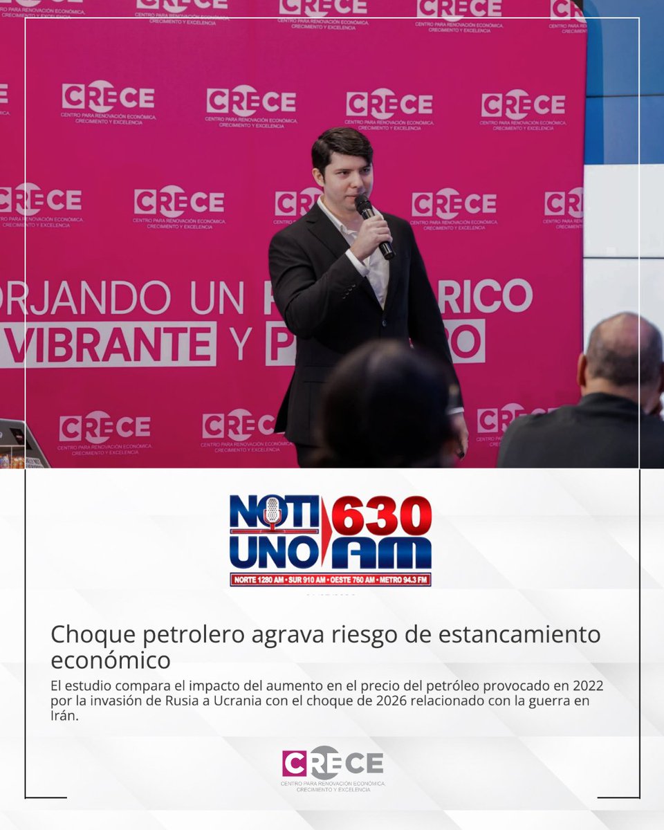 centrocrece's tweet photo. "Hoy, ninguno de esos factores favorables está presente y cuando llegó el choque la economía ya estaba estancada" — Gabriel Capella, sobre por qué el choque petrolero de 2026 es más peligroso que el de 2022. Gracias a @NotiUno por destacar nuestro trabajo. https://t.co/OJ7Zs2Miyt https://t.co/q790bSPhaU