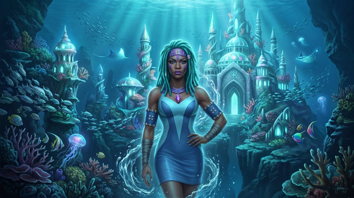 RastaJahari's tweet photo. My Character "Yemoja" from my comic "Kuamka" that also has been fed through AI.#mycreation #kuamkatheawakening #Yemojathegoddess https://t.co/RRzq7CLANX