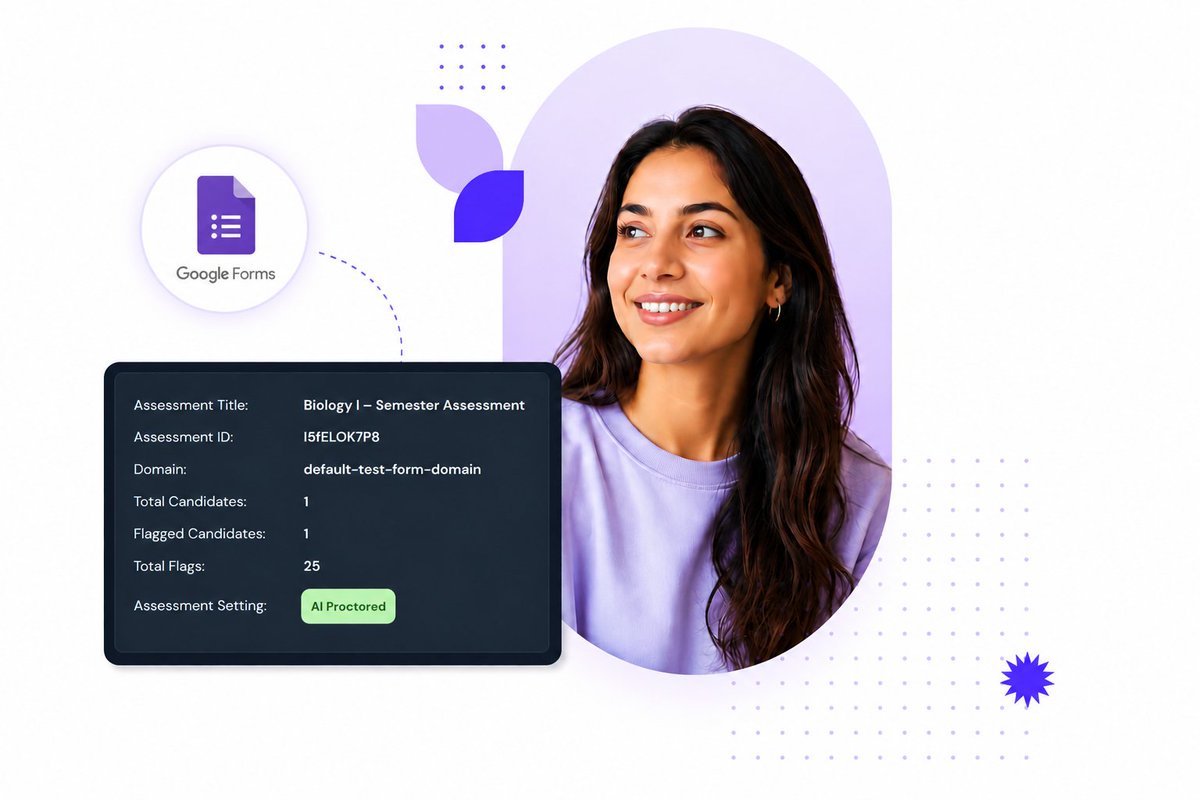 eyeproctor's tweet photo. Eye was built to fix proctoring: 
Privacy-first, event-driven, no constant surveillance.

Now available as a Google Forms add-on, enable AI proctoring with one click. No migration, no installs, no new platform.

https://t.co/ZyHXlfLsNq https://t.co/gETKEqwVIK