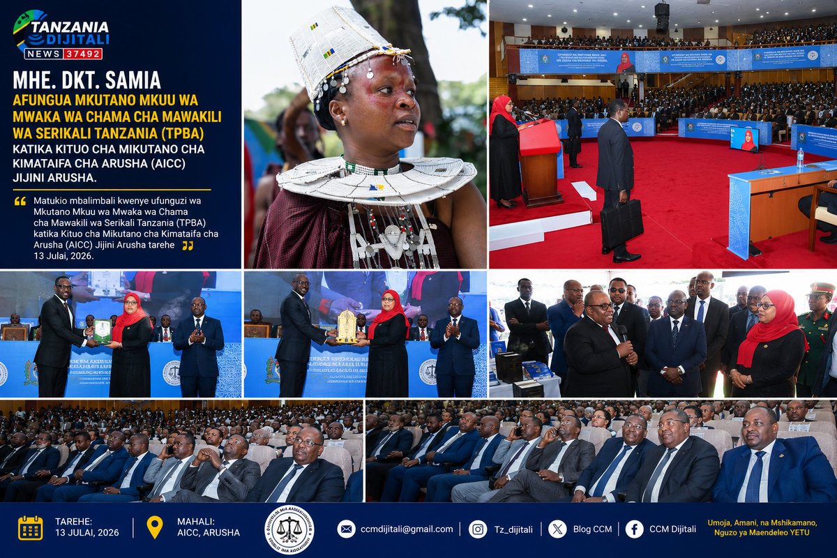 BlogCCM's tweet photo. Matukio mbalimbali kwenye ufunguzi wa Mkutano Mkuu wa Mwaka wa Chama cha Mawakili wa Serikali Tanzania (TPBA) katika Kituo cha Mikutano cha Kimataifa cha Arusha (AICC) Jijini Arusha tarehe 13 Julai, 2026. https://t.co/soqsN8LrN4