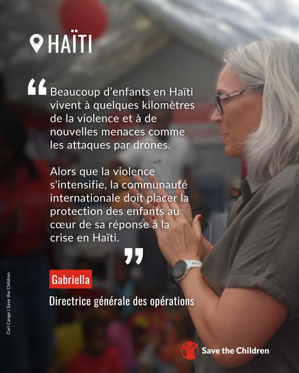 SCI_Haiti's tweet photo. En Haïti, des milliers d’enfants vivent à quelques kilomètres de la violence et sont confrontés à de nouvelles menaces, dont les attaques par drones. 

 Alors que la crise s’aggrave, leur protection doit rester une priorité absolue. #Haiti📷 #ChildProtection https://t.co/WUSeUXtRjI