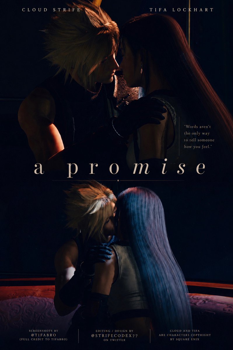 StrifeCodex77's tweet photo. Just a (not-so) friendly reminder:

Tifa is the only character Cloud has ever kissed square on the lips in the entire FFVII series. ( ˶˘ ³˘)♡

Stay hydrated. 🤭

-
Photos by @tifabro https://t.co/sb6HC0anZu