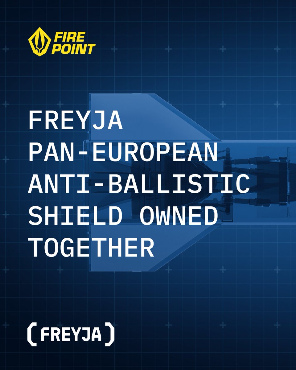 FirePointUA's tweet photo. Why today changes European security forever.

Ten nations – Ukraine, Denmark, France, Germany, Italy, Netherlands, Norway, Spain, Sweden, the UK – signed the Integrated Anti-Ballistic Coalition in Paris. Flagship project: FREYJA, built in Ukraine. Fire Point is lead architect and integrator.
Three shifts:
🔹 Sovereignty, not dependency. Open architecture – no third country holds the off-switch. Europe's shield, Europe's keys.
🔹 Scale, not scarcity. The FP-7.x interceptor is built to be far cheaper and mass-producible – the only real answer to hundreds of ballistic missiles a year.
🔹 Co-founder, not aid recipient. Ukraine brings the one thing no one else in Europe has: real combat experience against massed ballistic strikes.

Open to new members who share these goals.
Europe's shield isn't borrowed anymore. It's built.