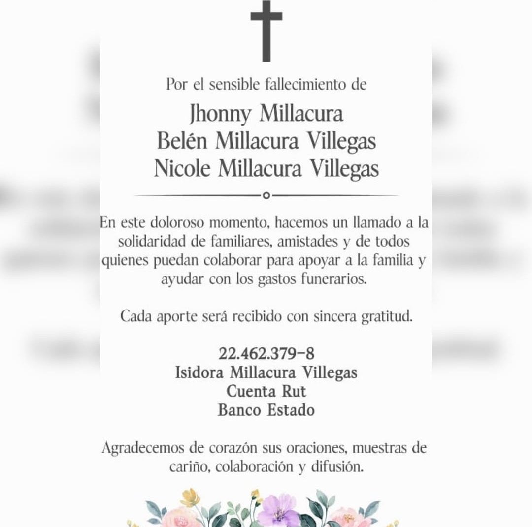 Licenciada_007's tweet photo. Invito a todos quienes puedan, y deseen, a cooperar con esta familia que debe perdió al padre y a dos de sus hijas en el terrible accidente de ayer Domingo en Viña.  
Cooperemos con sus gastos funerarios que son totalmente imprevistos 🙏🏻🙏🏻🙏🏻.

Si ayudan con un RT, también ayudan. https://t.co/neKiAUYkE9