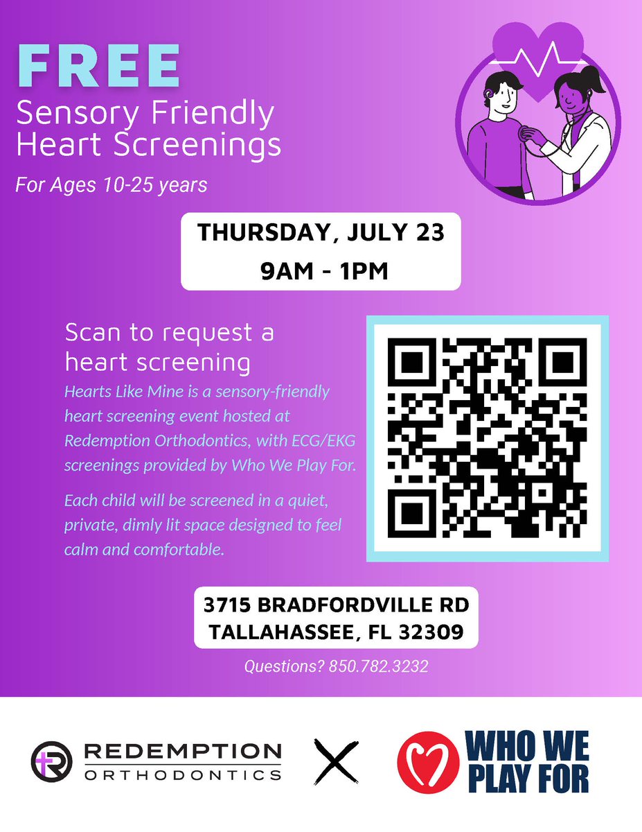 FSUCARD's tweet photo. Posting on behalf of @WHOWEPLAYFOR 💙❤️

Hearts Like Mine is a sensory-friendly heart screening event with ECG/EKG screenings provided by Who We Play For. Children are screened in a quiet, private, dimly lit space designed for comfort and calm. Register: https://t.co/lRh3JEDOIL https://t.co/w2hi9K9buV