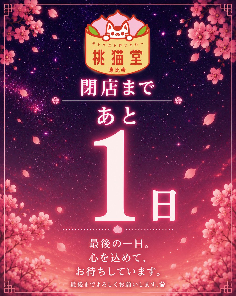 momonekodou004's tweet photo. 7月15日（水）

にーにゃお🐱
本日の桃猫堂恵比寿

営業最終日！

🈺21:00-5:00🈺

くれあ  @ginga_kurea
えりぃ  @mofcro_ellie 

ご来店お待ちしております❣️
#桃猫堂恵比寿 #コンカフェ

ご新規様アンケートご協力で割引あり🈹
https://t.co/tWgEsfTkvR https://t.co/Do2wmgW1LD
