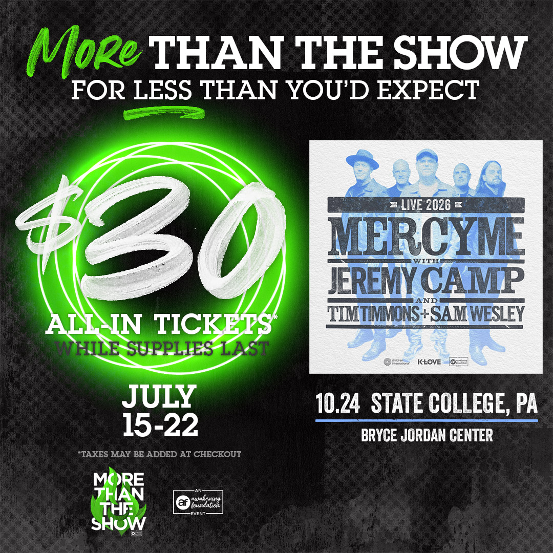 JordanCenter's tweet photo. MORE THAN THE SHOW FOR LESS THAN YOU’D EXPECT. 🎉
For a limited time, you can get $30 ALL-IN tickets to see @mercyme in Happy Valley. Don’t wait—this offer ends July 22 or while supplies last. 🎟 Get your $30 all-in tickets today: https://t.co/m7ZsxUUMxL
#MoreThanTheShow https://t.co/6V7ze4TSZq