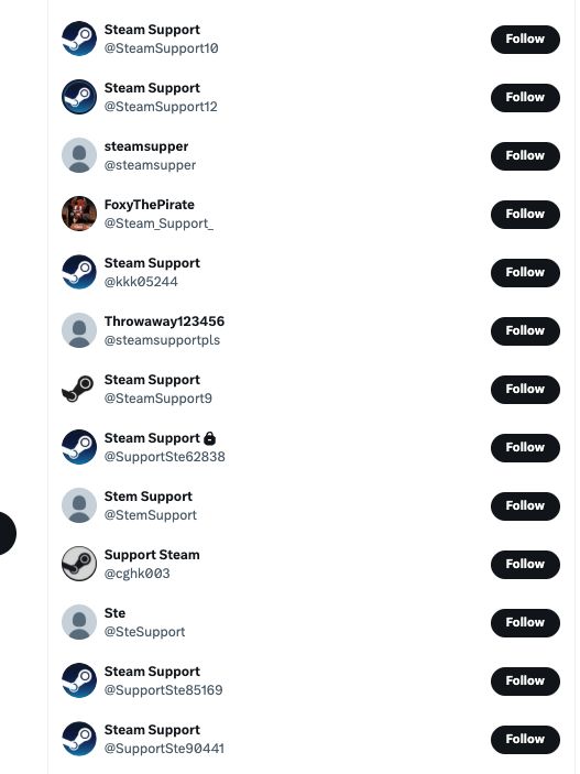 ChainPatrol's tweet photo. 🚨 @Steam users: a fake login page and fake "Steam Support" accounts are circulating across X, Facebook, Telegram, and TikTok.

Steam has no phone support line. Never log in through a link from a support DM. https://t.co/XlOcr6lisv