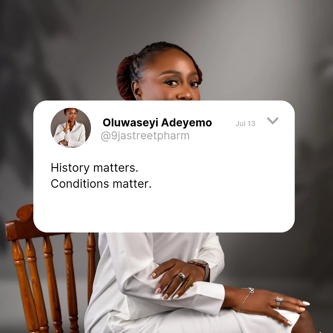 9jastreetpharmm's tweet photo. The Smart Pharm Daily Series continues.......
Proper history and physical conditions matter a whole lot, both,not either ๐๐
Oya, take todayโs dose ๐ ๐ ๐ ๐ ๐
#TheSmartPharmDaily
#9jaStreetPharm
#PharmacyNaija
#AskFirst
#patientsafety https://t.co/RNjHZIABNV