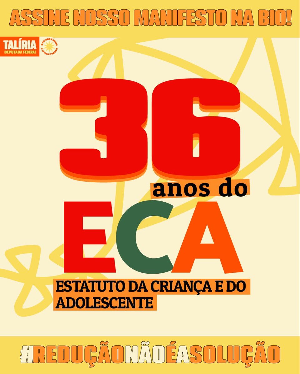 de_amafavv's tweet photo. 🚨*ATENÇÃO, GRUPO! MOBILIZAÇÃO URGENTE!*🚨
Hoje o ECA completa 36 anos e a extrema-direita está tentando desmontar os direitos de crianças e adolescentes com a redução da maioridade penal. 
Todo mundo aqui sabe que redução é falácia, mas precisamos fazer essa mensagem circular https://t.co/OFI9tGHXqD