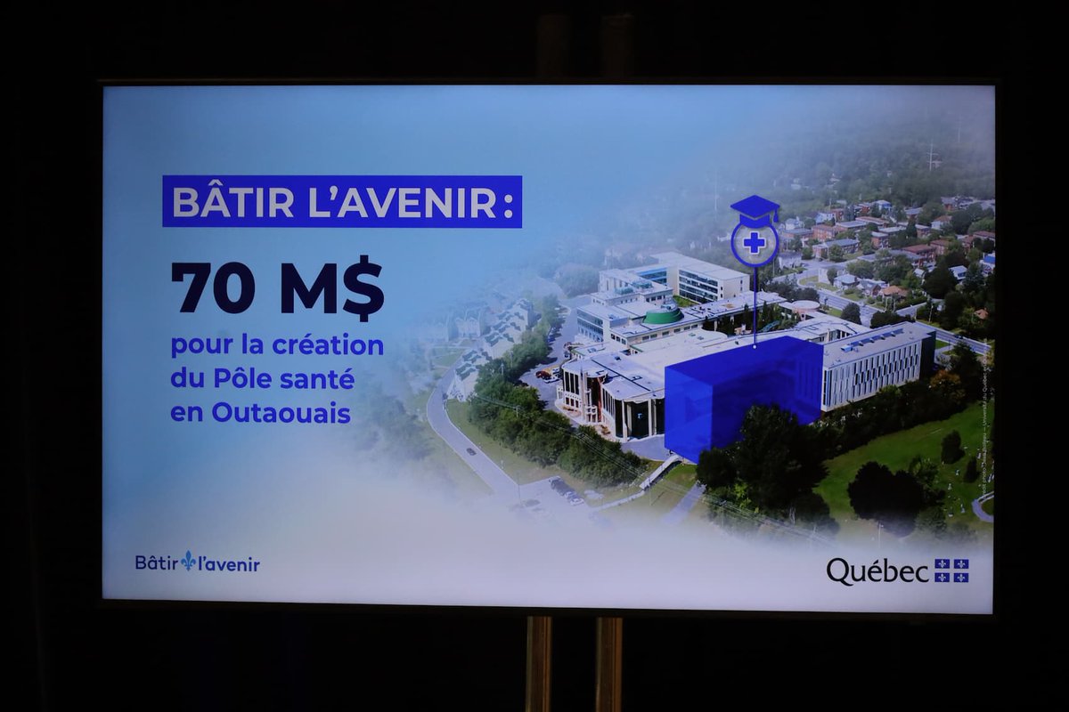 UQO's tweet photo. 70 M $ : Québec confirme le financement du Pôle santé à l’@UQO! La première ministre du Québec @CFrechette en a fait l’annonce  en présence de la ministre de la Santé Sonia Bélanger. @SanteQuebec #Outaouais #santé #éducation 
https://t.co/GsUK1JrnPK https://t.co/4cmNjbdvnY