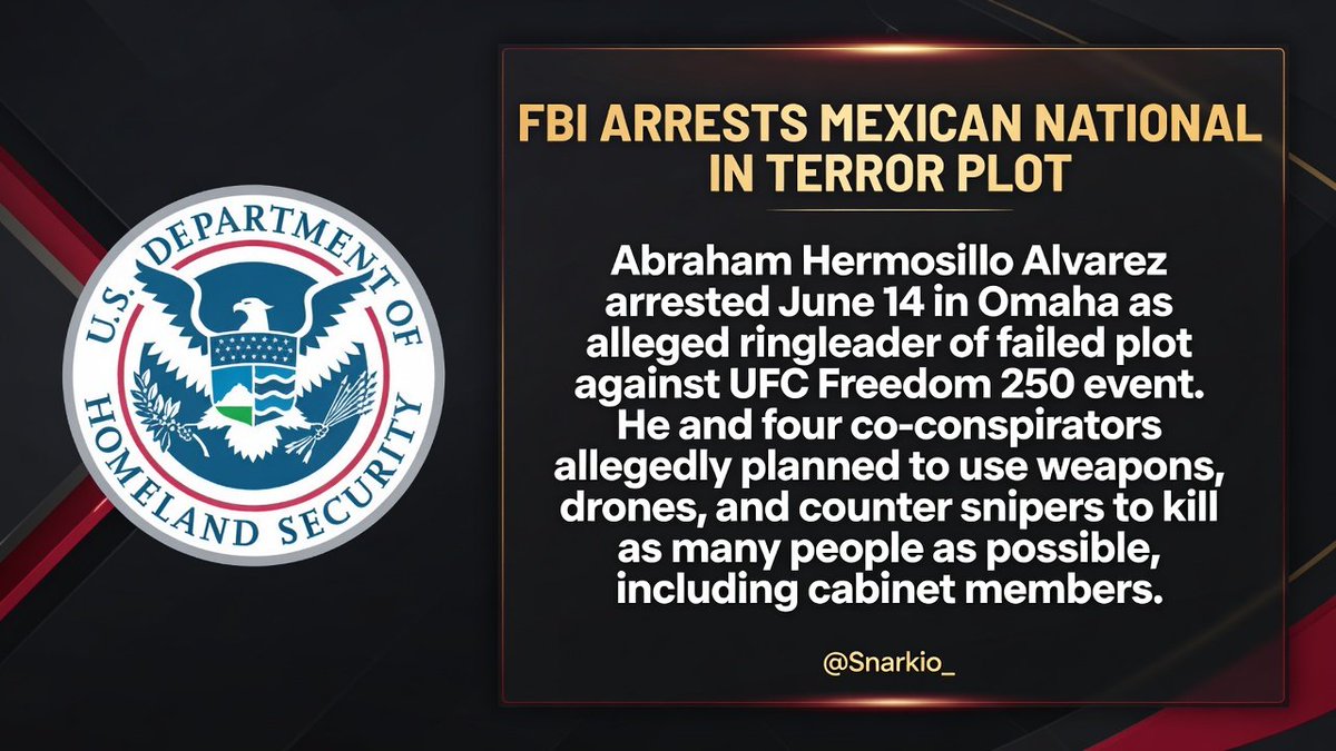 RealitySnark_'s tweet photo. Suspected ringleader of the failed terrorist plot against UFC Freedom 250 is a Mexican illegal alien who overstayed a B2 visitor visa. https://t.co/qA5eZUWyeB