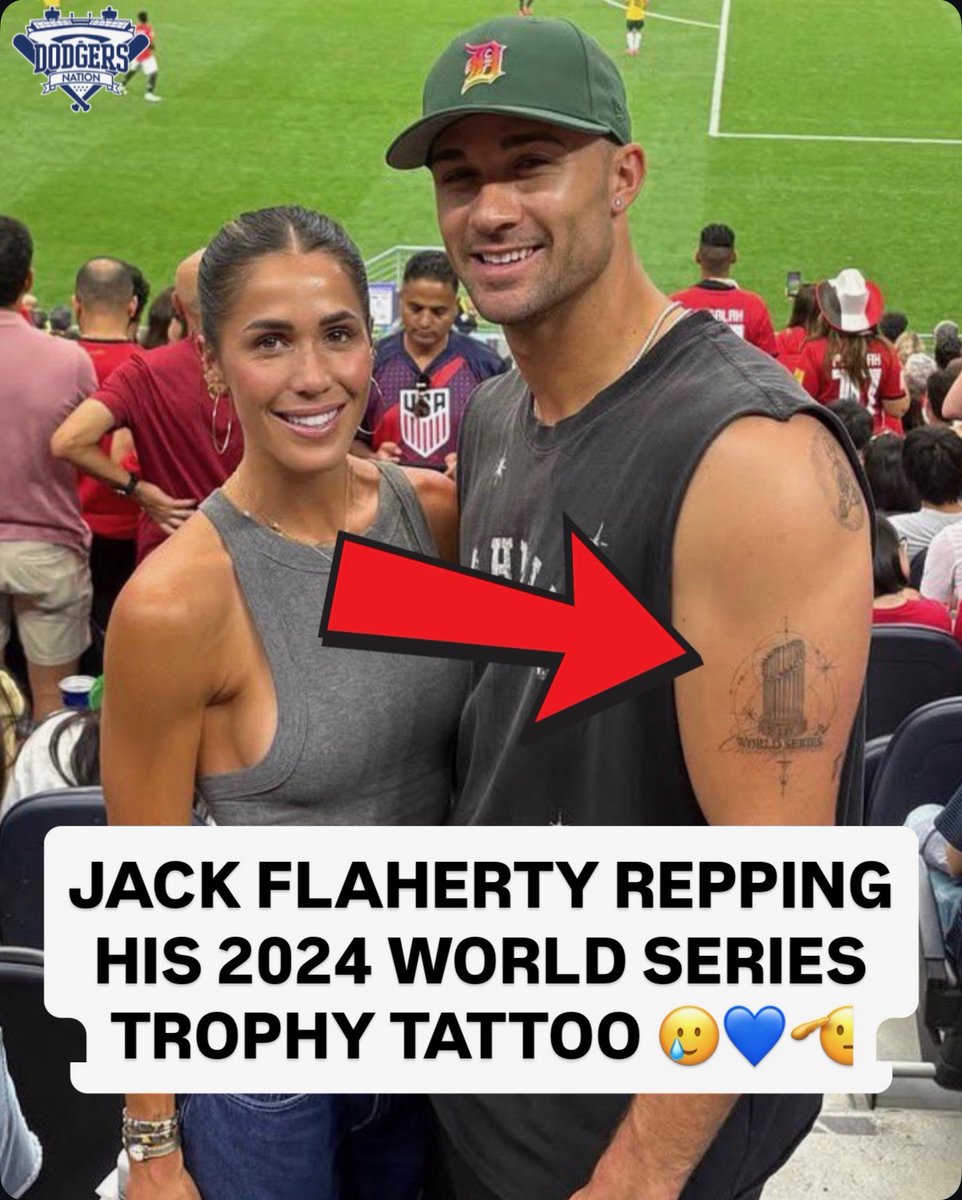 DodgersNation's tweet photo. Jack Flaherty still repping that Dodgers 2024 World Series trophy loud and proud 🥲

We’ll always appreciate J Flare. https://t.co/HcRKY6TZAe