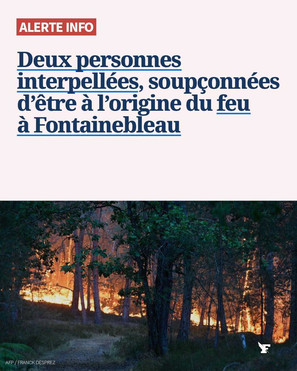 Le_Figaro's tweet photo. Deux personnes interpellées, soupçonnées d’être à l’origine du feu à Fontainebleau. →https://t.co/gn4CI6X6P4 https://t.co/MY6XctzcAH