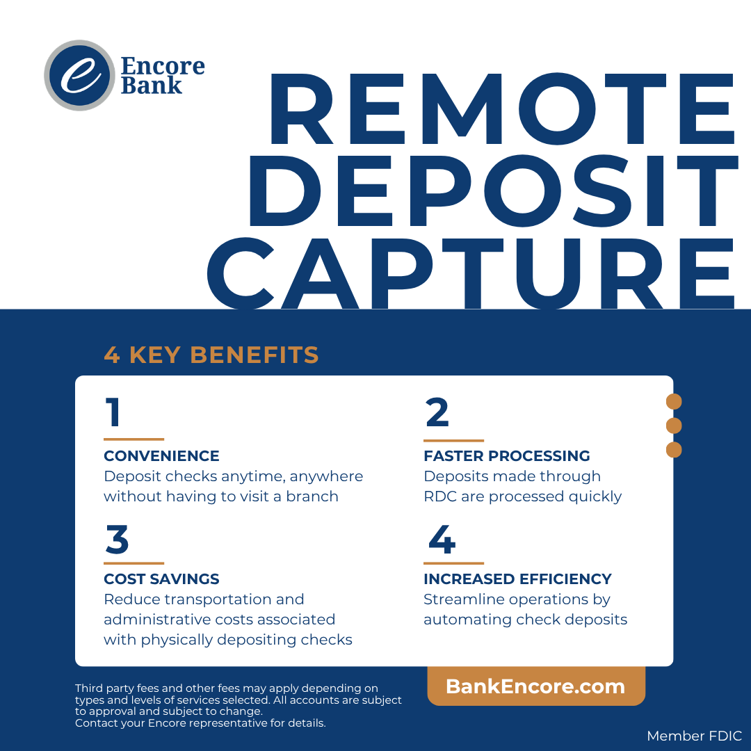 EncoreBank's tweet photo. Deposit checks anytime, anywhere. Skip the trip and bank on your schedule with Remote Deposit Capture. https://t.co/Zoi5c7auzP