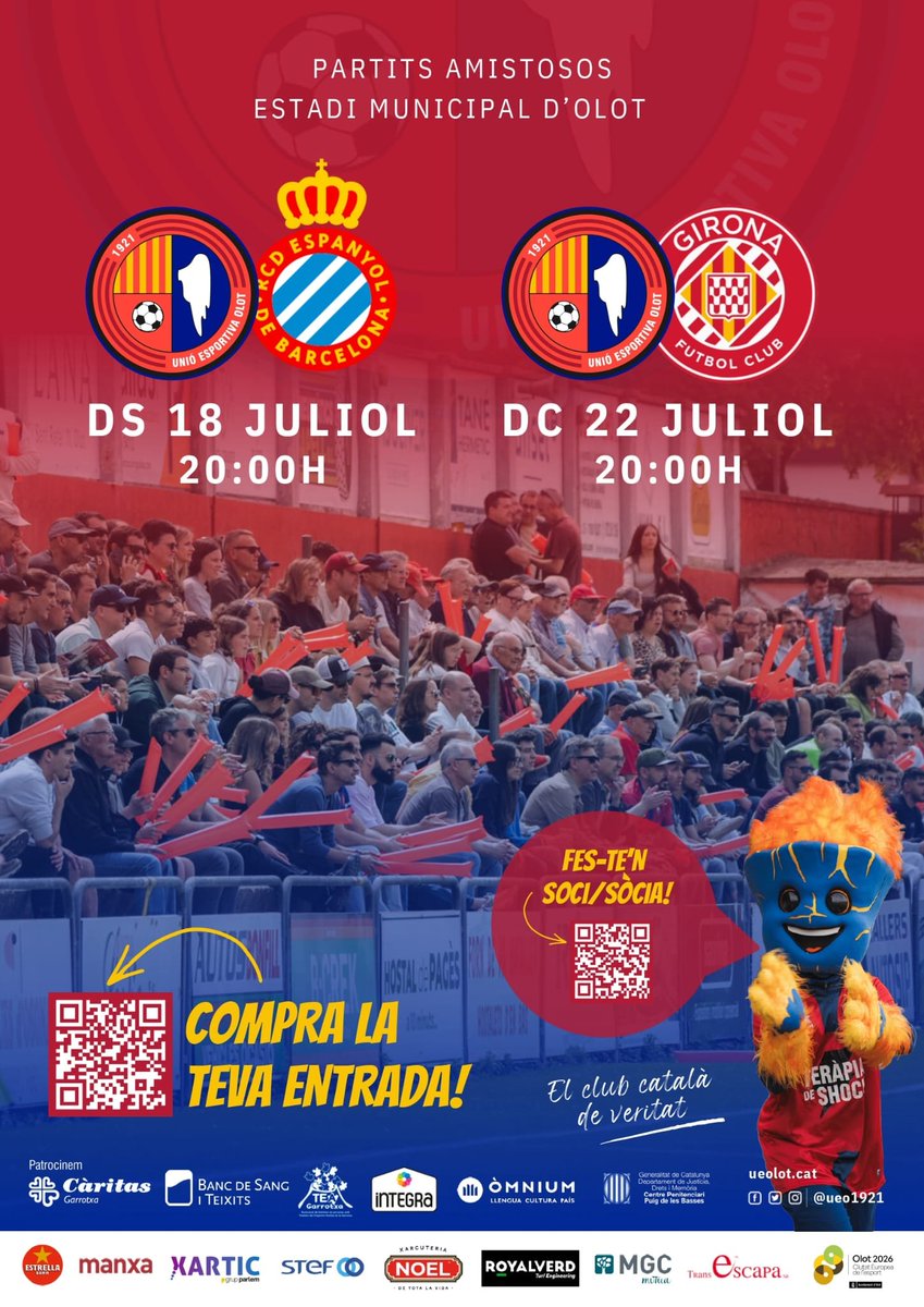 UEO1921's tweet photo. 😎 Tʀɪᴀ ʟᴀ ᴛᴇᴠᴀ ᴀᴠᴇɴᴛᴜʀᴀ❗

🎫 𝙀𝙣𝙩𝙧𝙖𝙙𝙚𝙨 #OlotEspanyol (18/07)

👉 https://t.co/MgvxmwzGuD

🎟️ 𝙀𝙣𝙩𝙧𝙖𝙙𝙚𝙨 #OlotGirona (22/07)

👉 https://t.co/XKjidXhbrA

🌋 Tenim la millor pretemporada del #futbolcat! https://t.co/dfBEiXwqOp
