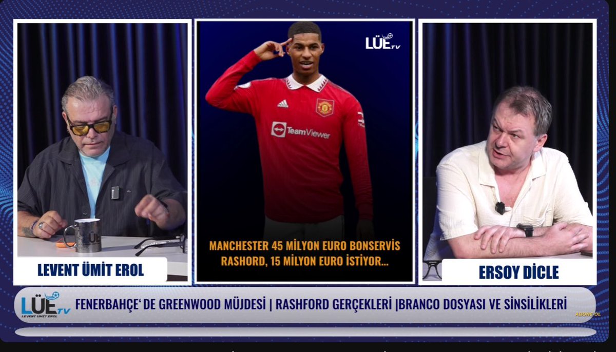 lue_tv's tweet photo. Ersoy Dicle, Rashford transferinde gerçekleri LÜE TV'de açıklıyor! 

@ersoydicle - @leventumiterol 

CANLI YAYINI İZLEMEK İÇİN:
⤵️⤵️⤵️
https://t.co/Pyz1DS4BFu https://t.co/ERRNyI7yWx