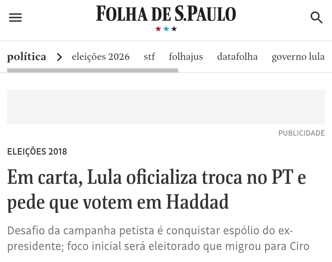 profpaulamarisa's tweet photo. De dentro de sua cela em Curitiba, onde estava preso há 159 dias, Luiz Inácio Lula da Silva autorizou que Fernando Haddad fosse oficializado o candidato do PT ao Planalto.

Em mensagem à militância lida em ato em frente à sede da Polícia Federal, em Curitiba, Lula deu seu recado mais explícito ao afilhado político.