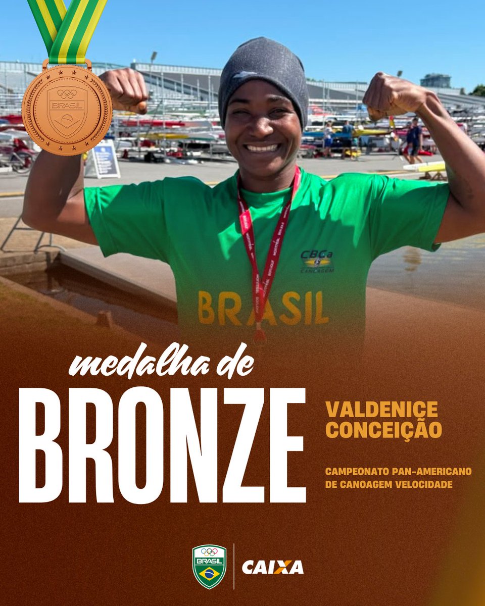 timebrasil's tweet photo. MAIS UMA MEDALHA PARA O BRASIL! 🥉

Valdenice Conceição conquistou a medalha de bronze na prova do C1 Feminino 200m e garantiu mais um pódio para o Time Brasil no Campeonato Pan-Americano de Canoagem Velocidade. 🇧🇷🚣‍♀️

Parabéns, Valdenice! 💚💛

#TimeBrasil #Canoagem #Caixa https://t.co/0FKuUOUXHg