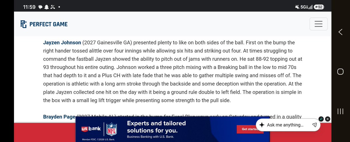 Jayzen2027's tweet photo. Thanks @PG_Scouting @PG_Georgia for the recognition. 2-way player. Batting .400 with 2 doubles this week. @coachpinz @ETSU_Baseball @ChadMarshall912 @CCULemo22 @baustin017 @CoachSheriffUC @nthbaseball @TrevorFlow https://t.co/H68QF4n81g