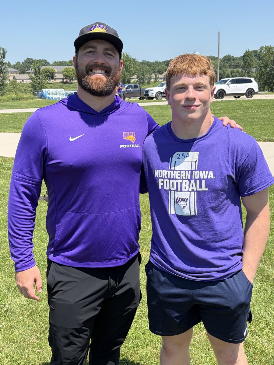 GMitchell2010's tweet photo. I had a great day yesterday at @UNIFootball’s prospect camp! Thank you so much @CoachNThompson. And I loved working with @Coach_McCourt . Excited to keep in contact! https://t.co/za3eQq2zp1