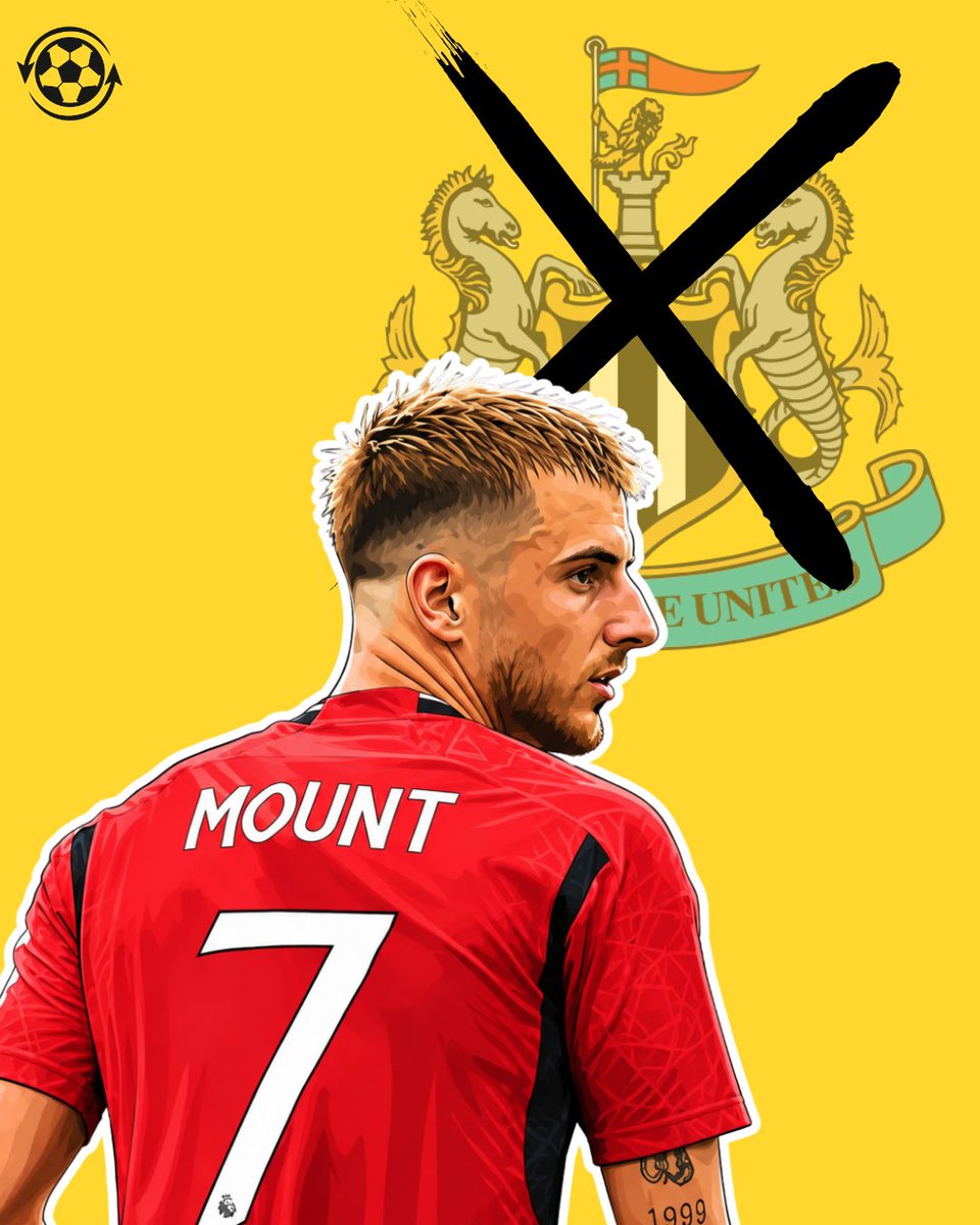 DeadlineDayLive's tweet photo. 🚨 Newcastle United have made contact over a potential move for Manchester United midfielder Mason Mount.

Eddie Howe is targeting midfield reinforcements after missing out on Johan Manzambi and losing Sandro Tonali.

Manchester United have rejected the approach and insist Mount remains part of Michael Carrick's plans.

(Source: @TEAMtalk)
