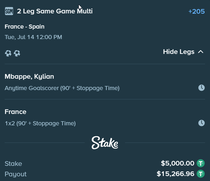 TactBets's tweet photo. Have you cashed a bet thanks to Stake's First Goal Payout Promotion? 💵🏆

I am betting $5,000 on France to score the first goal of the match & for them to Win on @Stake! 🇫🇷

💸I'm Giving Away $1,000! ($250 x 4) 💸 
➡️ Follow & Retweet 
➡️ Show picture of your winning First Goal Payout Slip!
➡️ Comment your Stake Username

🔗Make sure to check out the 1st Goal Payout Promotion: https://t.co/5z6BWkyYUb