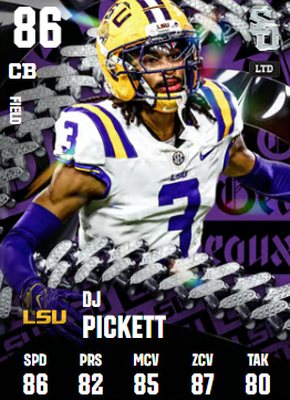 YoungHexied's tweet photo. My four favorite DBs for this insanely LOCKDOWN 6-1 Defense:

Leonard Moore - FS
6’2 with 87 speed, which immediately makes him one of the best DBs in the game. I use Blanket Coverage on him.

DJ Pickett - SS
A 6’4 corner with 86 speed. He is absolutely lockdown at safety, especially with Blanket Coverage equipped.

Richard Sherman -  CB1
Sherman is 6’3 with 86 speed and does a great job locking down the outside. He also has strong zone coverage whenever I need to drop him back.

Dijon Lee -  CB2
One of the best budget DBs in the game. He is 6’4 with 85 speed, 85 man coverage and solid zone ratings. His height allows him to make plays in both man and zone coverage.