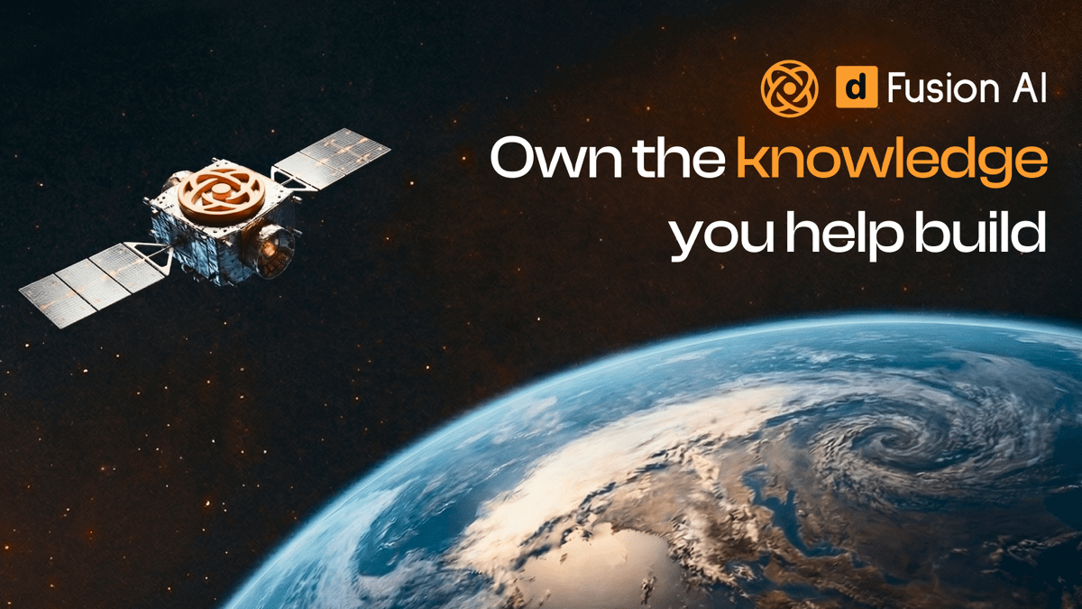 dFusionAI's tweet photo. We started dFusion because of a simple, uncomfortable observation:
Human knowledge was becoming the most valuable resource on earth, and the people it came from were getting nothing for it.

A handful of companies scraped what humanity knows, locked it inside models they own, and started charging the world rent to access its own intelligence.

We don't think that's how this has to go. We're building a network where knowledge is contributed, verified, and owned by people, not extracted from them.

That's the whole idea. Everything we build follows from it.