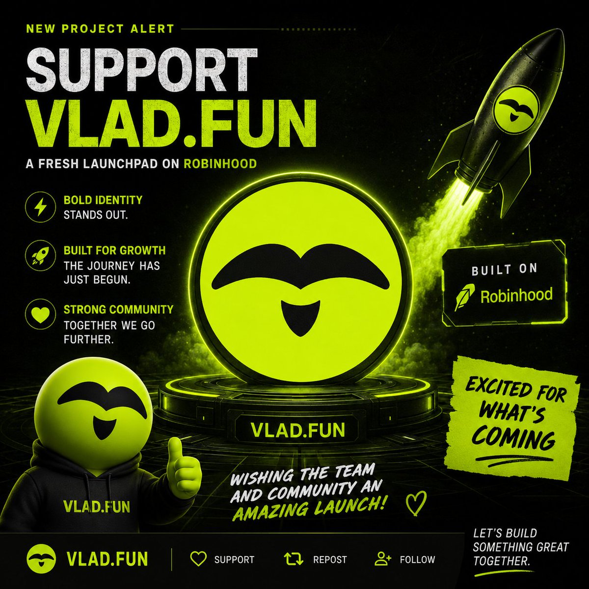 SeerDrop's tweet photo. New project. Fresh energy. Big curiosity. 👀
Excited to follow @vladdotfun from day one and watch it grow on Robinhood.
Let's build something great together. 💚🚀
#VladFun #Robinhood #NFT #Web3 https://t.co/Jt8usPCrI5