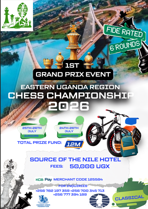 BaniBulletin's tweet photo. Honoring one of Uganda’s true chess legends 🇺🇬

Bob Were, hailing from Busia District - Uganda, has built Kireka Chess Club into a national powerhouse  winning the Uganda Chess League title a record 8 times in a row.

We are proud to have him as one of the distinguished guests at the Eastern Uganda Region Chess Championship 2026 (24th–26th July, Jinja). @UG_ER_Chess 

Don’t miss the chance to meet and interact with this chess administration icon.

Register before 20th July 2026 to secure your spot.

#EasternUgandaChess #UgandaChess #GrandPrixChess