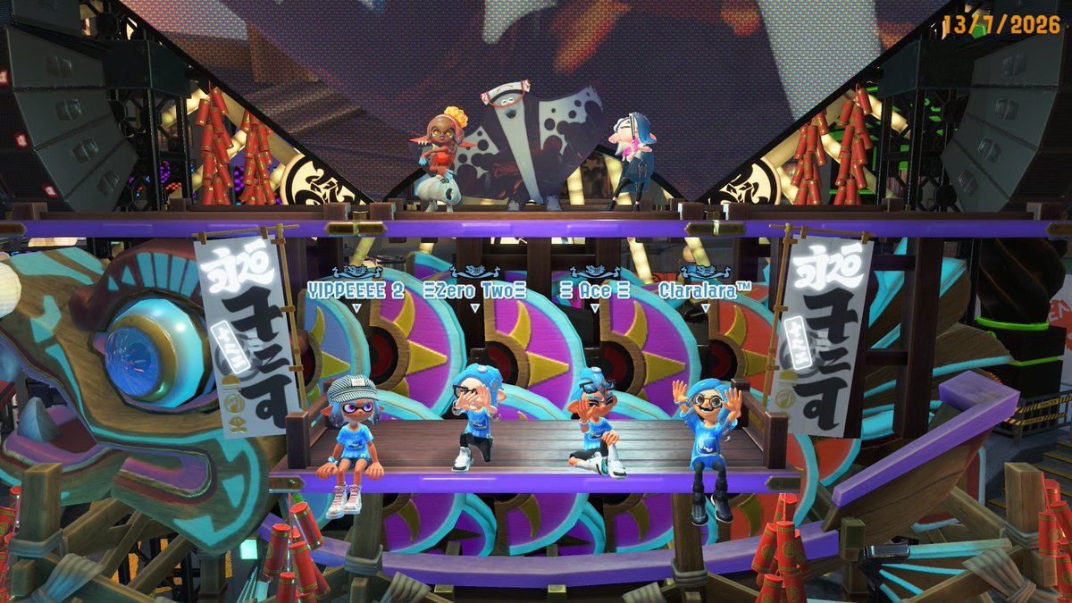 WouterDutch's tweet photo. Such a fun splatfest! It's been ages since I had a LAN party sleepover with just a few friends, that meant a lot to me :) thanks for the fun weekend @NoticeUwu @E_Liter_Fangirl Ellie, Dragche, Kimaris, Robster, Ace.

- all of my splatfest screenshots
#Splatoon3 #NintendoSwitch2 https://t.co/EBvq7I1UQL