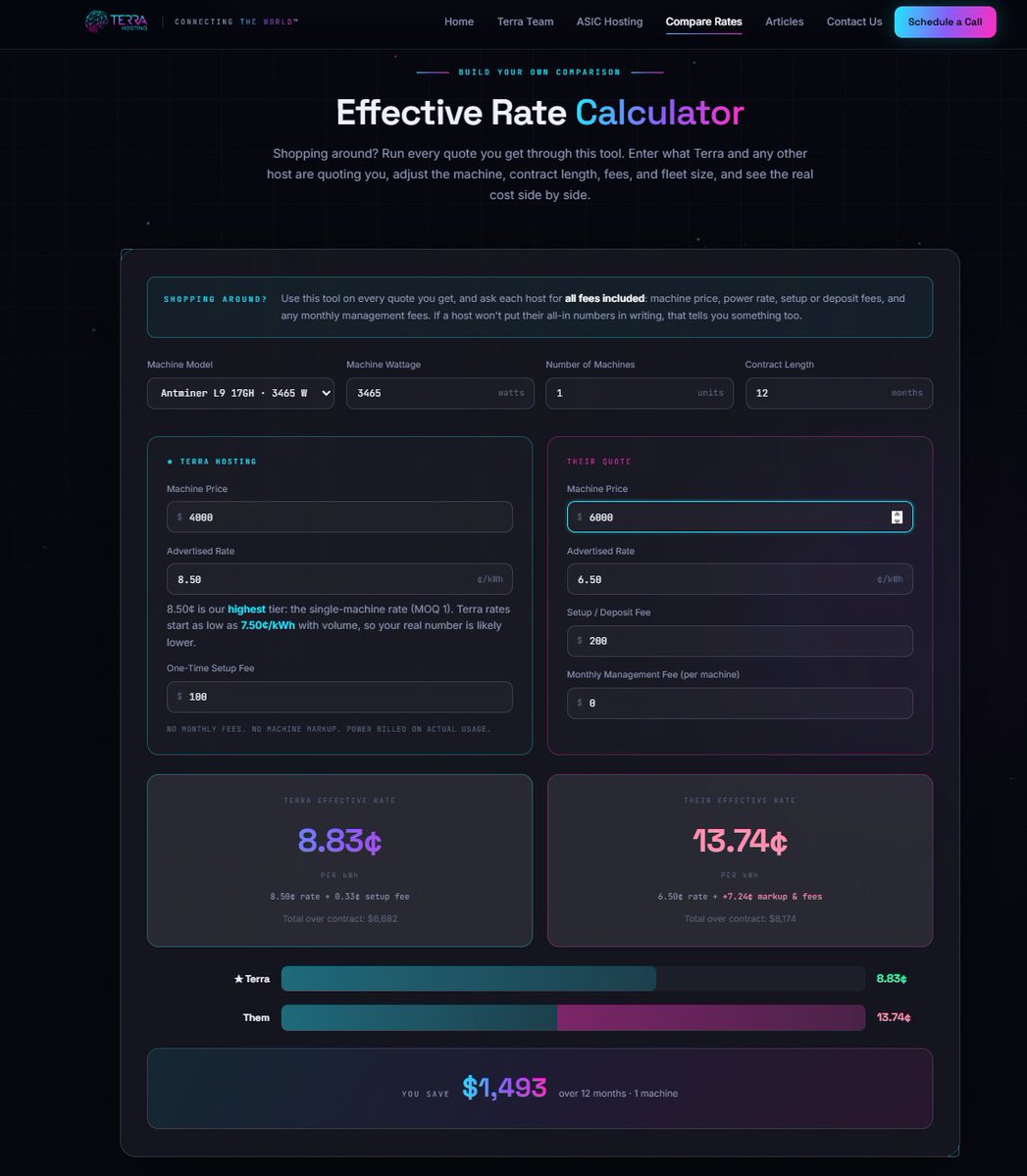 HostWithTerra's tweet photo. 🚨 Terra Hosting's website just got a make over! 🚨

✅ Check out all the new features and design including our new Effective Rate Calculator! Know exactly what you're getting charged at any company!

👉 https://t.co/SlaN0zzOJ8 https://t.co/HlXQ7SHtSV