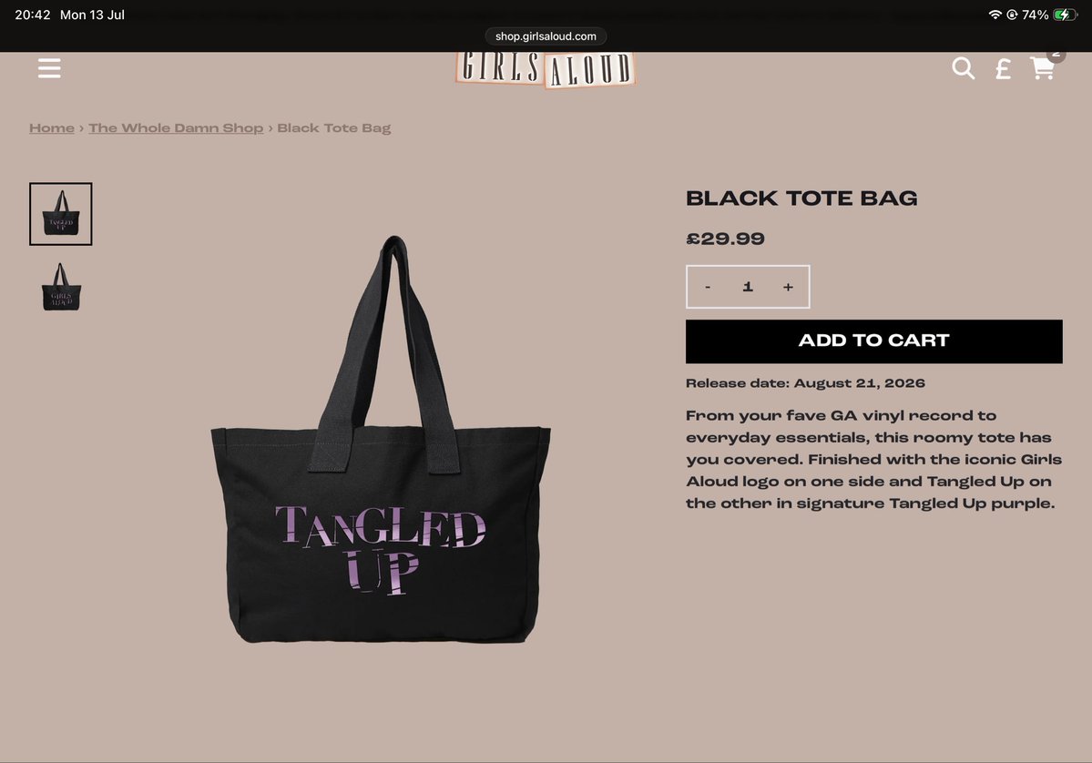 SoldierSiobhan's tweet photo. When someone gets their @GirlsAloud Tangled Up bag can you let me know what it’s like? 🙏🏻💜 I need a new work bag but would like it to at least have a Velcro in the middle 💜

I really need the Tangled Up merch 😍 It was my first concert after all 🥰 https://t.co/rtGXqHG8ER
