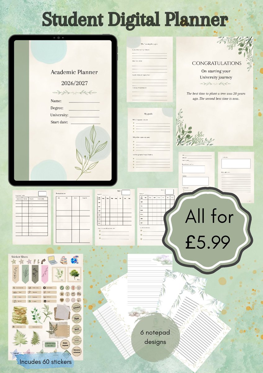 pixiegames4u's tweet photo. I start my journey as a #maturestudent soon. As I am studying from home, I have made a personalisable digital planner with some stickers.
Returning to education isn't commonly celebrated. I think this could be a nice gift for a new student.
I'm thinking i may put it on Etsy? https://t.co/8mgReTJcr9