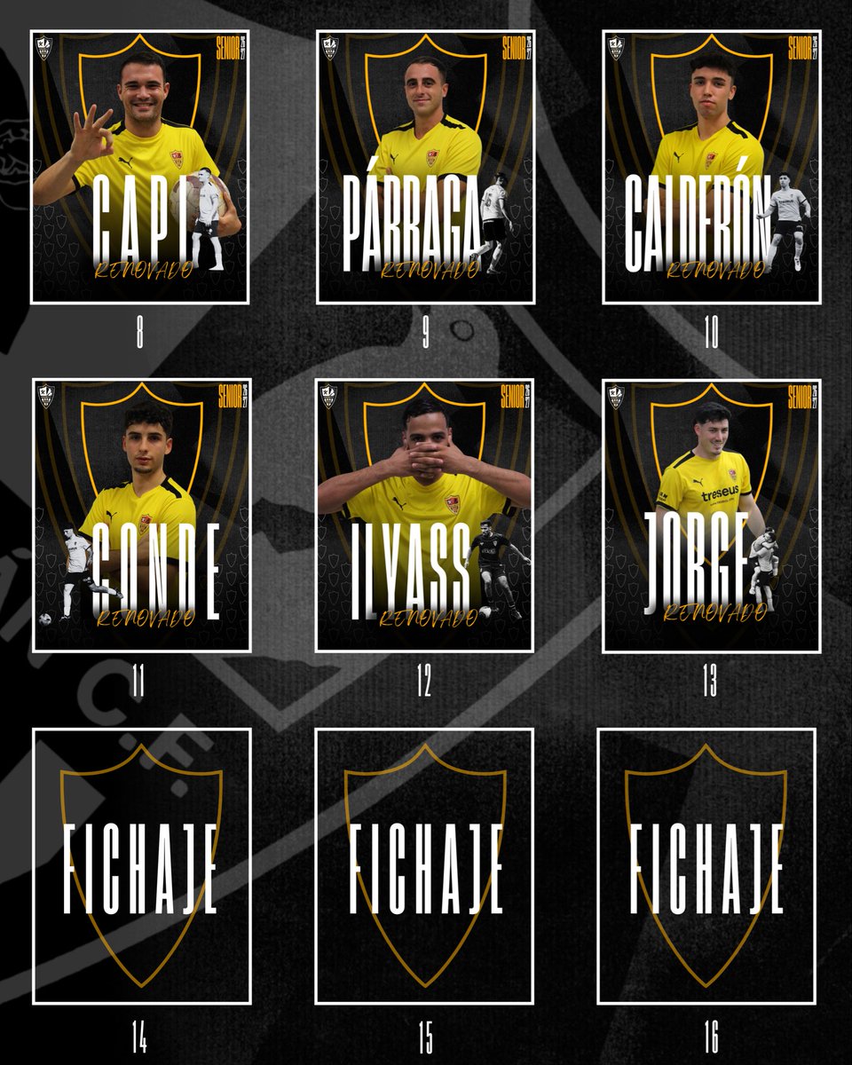 BeniajanCf's tweet photo. Ya tenemos presentados a nuestros 13 jugadores renovados para esta temporada pero… ¡FALTAN NUESTROS NUEVOS FICHAJES! 🤩

Muy atentos estos días a nuestras nuevas incorporaciones 👀‼️

💛🖤 @Nacional10x https://t.co/A9tBRDk9BA