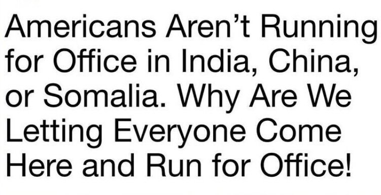 BWSchank's tweet photo. Remove every single foreign-born person in any position of political power! https://t.co/OPw8IZi7Cv