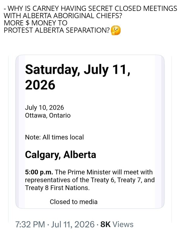 Luke5657's tweet photo. @WesternStandard There were closed door secret meetings with Carney and the Chiefs. 
MORE SEPARATION PROTEST MONEY? 😠 
LOOKS LIKE IT. https://t.co/lWgIM40brU