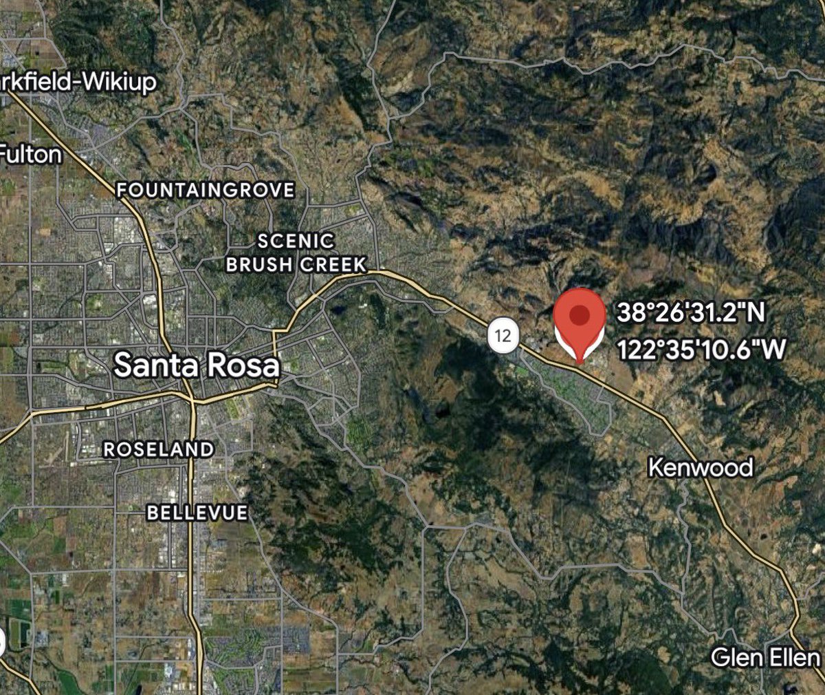 CALFIRELNU's tweet photo. 🚨[VEGETATION FIRE] #LedsonFire

📍Location: Sonoma Highway (HWY 12) and N Pythian Rd, Santa Rosa (Sonoma County)

🔹 Approximate Size: 3-5 acres
🔹 Rate of Spread: Moderate

🔥 Initial Report on Conditions: The fire is slope driven with structures threatened.
 
⌚ Time of Dispatch: 1:01 p.m. | July 13, 2026

💻  @ALERTCalifornia link: https://t.co/tYvVLaeZdJ