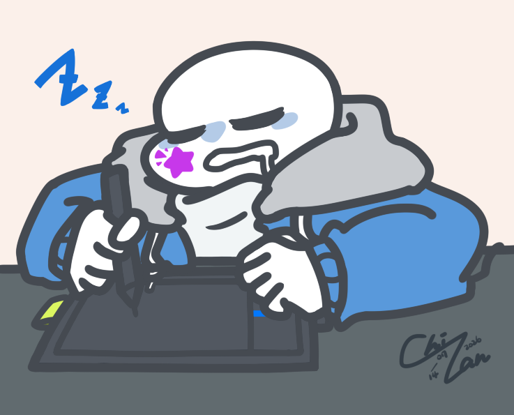 ChiLan484's tweet photo. ［塗鴉］
我最近畫圖時間都長這樣😴💤
本來覺得陰影略醜，畫完又感覺還行，所以乾脆都放囉🤗
一個月後再回來看到底醜不醜👍
#undertaleAU #samesans https://t.co/EQa2WX1w4h