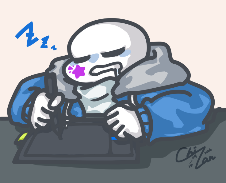 ChiLan484's tweet photo. ［塗鴉］
我最近畫圖時間都長這樣😴💤
本來覺得陰影略醜，畫完又感覺還行，所以乾脆都放囉🤗
一個月後再回來看到底醜不醜👍
#undertaleAU #samesans https://t.co/EQa2WX1w4h